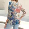 Women's Fashion Casual Print Button-down Shirt 3/4 Long Sleeve Tops