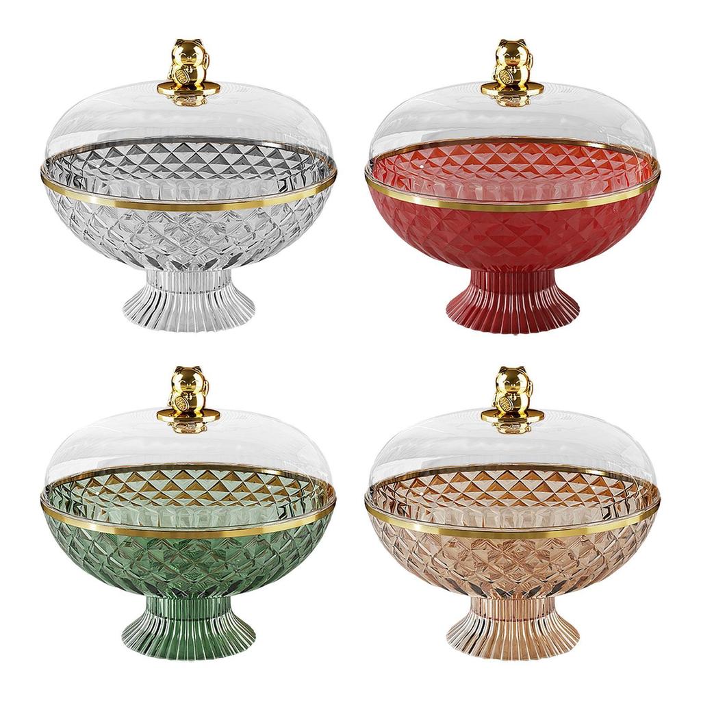 Fruit Basket Pedestal Bowl with Cover 21x25.8cm Decorative Storage Tray Drainage Design for Family Gatherings Lightweight