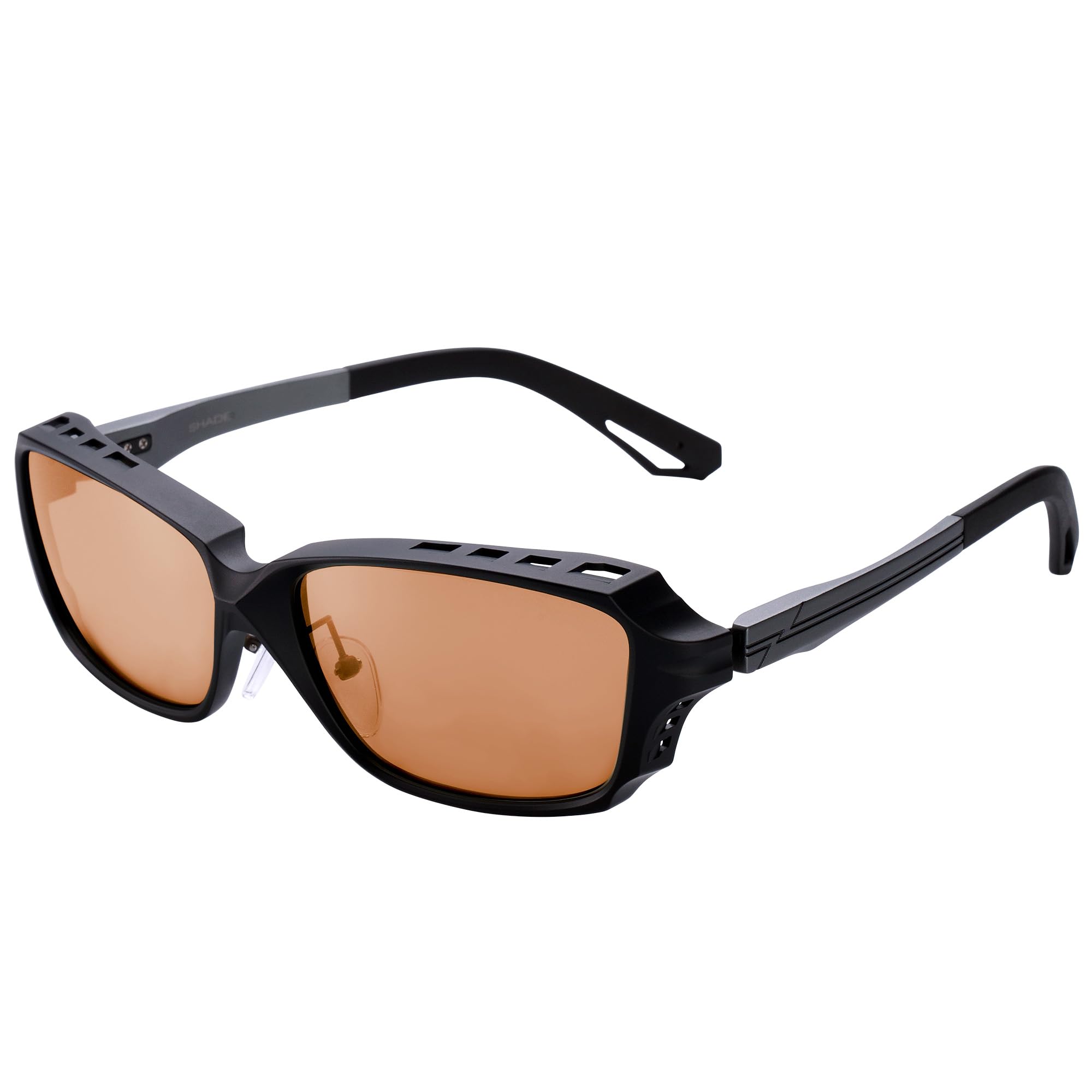 Zeque (Zeku) Polarized Sunglasses SHADE F-2241 Matte Black & Gunmetal LUSTER ORANGE