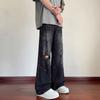 Summer American High Street Ripped Jeans Men's Wide-leg Floor-mopping Pants Thin Breathable and Thin Versatile Casual Men's Pants