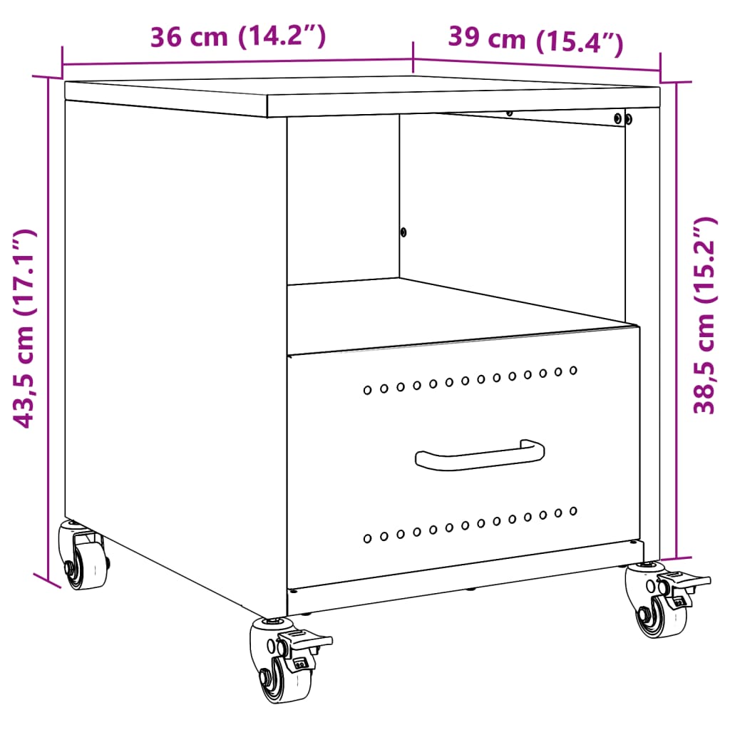 Nightstand Black 36 X 39 X 43.5 Cm Steel