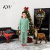 Мягкая одежда для сна на зиму, Комплект matching family pajamas, Зелено-белая полоска, Рождественский, 2 предмета, Милые пижамные комплекты для мужчин и женщин, Праздничные, С длинным рукавом, Для отдыха