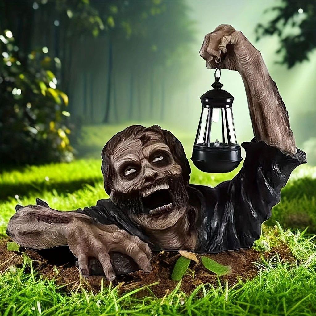 1 ks Halloween Zombie lucerna Plazivá hororová dekorace zahradní strašidelná LED světla atmosféra dekorace se světelnou sochou ozdoby
