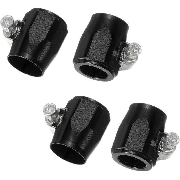 HARFINGTON 4pcs 4AN Hose Finisher Clamp Aluminium Hex Car Hose Finisher Flexible Pipe Clamps with Screw Band for Fuel Gas Oil Air Water Tube, Blue 4AN чёрный