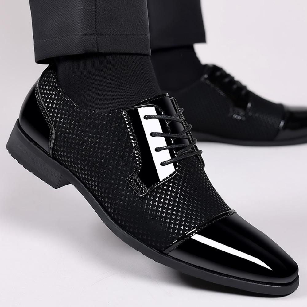 Mens Leather Shoes New Business Casual Formal Breathable British Korean Style Pointed Toe Groom Wedding Shoes