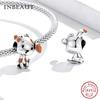 Real 925 Sterling Silver Violet And Bird Charm Pendant Fit Brand Bracelet Animal Beads Delicate Jewelry For Women
