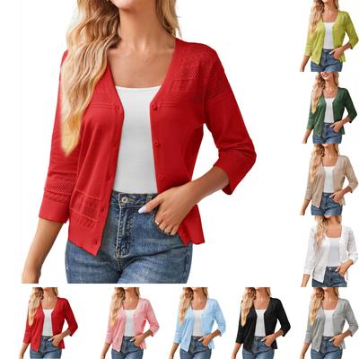 Women's Short Outerwear Hollow Knit Sweater Sweater Jacket Small Shawl  Cardigan Jacket