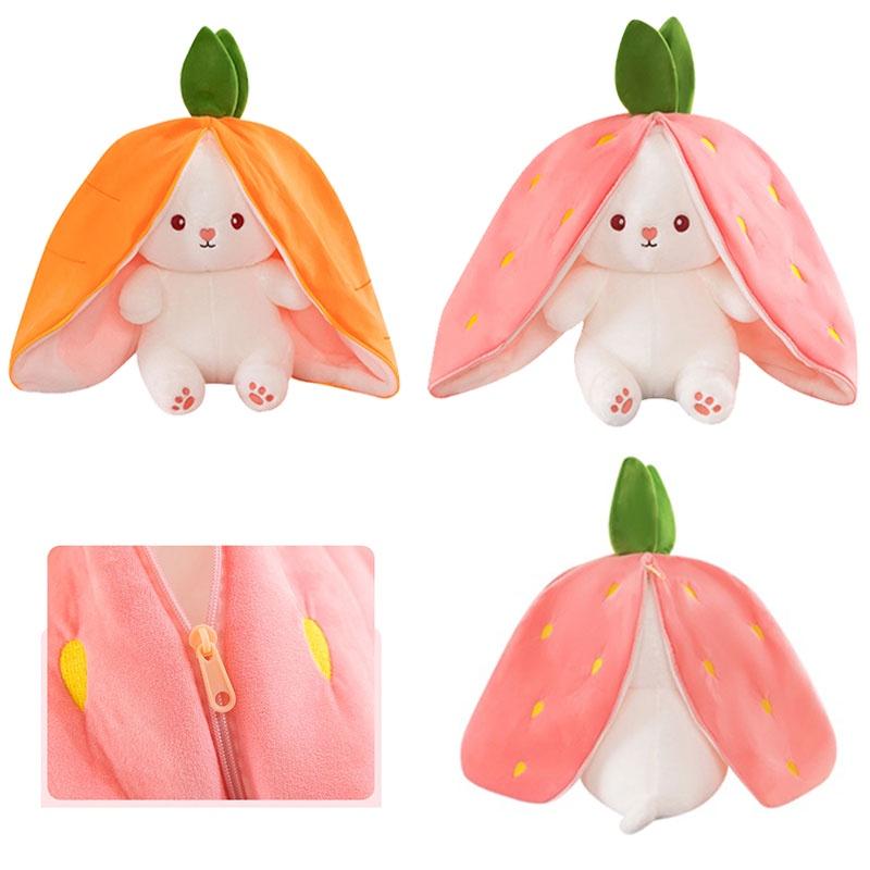 Creative Children's Bunny Doll-transforming Plush Toy With Carrot And Strawberry Options