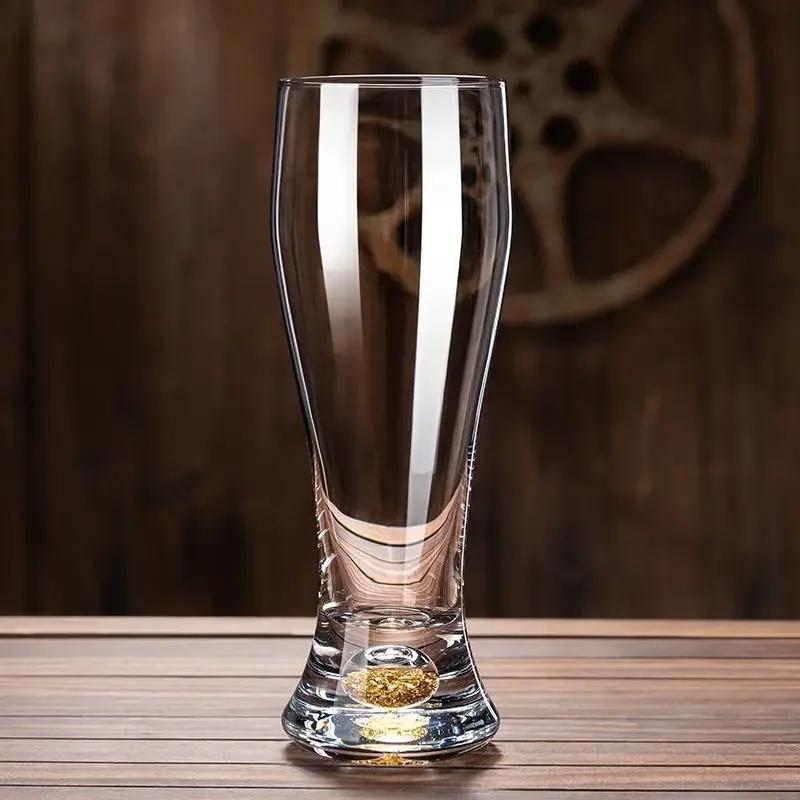 Gold Foil Beer Cup High Appearance Large Capacity Crystal Glass Household Transparent Beer Cup Creative Thickened Wine Glass Set