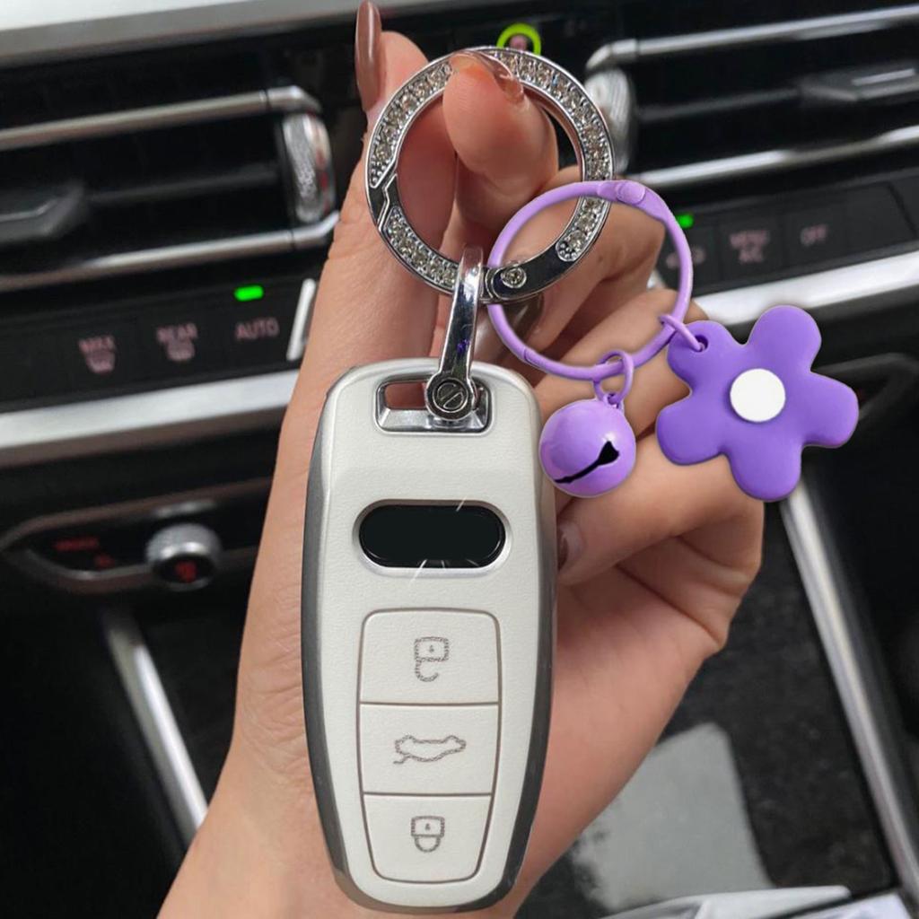 Flower Keychain Bell Charm Miniature Key Ring for Bags and Keys Multiple Candy Color Floral Pendant Keyring Accessory