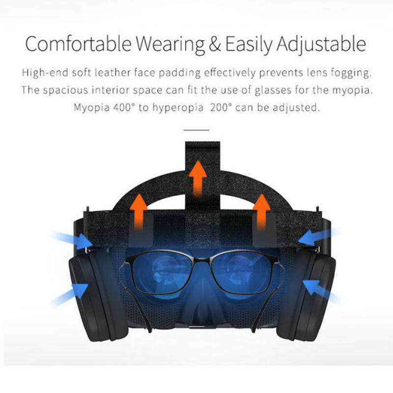 Headworn Vr Glasses With Bluetooth Wireless Headset Virtual Reality 3d Glasses Watch Movies Play Games 7 Inches For Smartphone