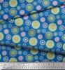 Soimoi Blue Japan Crepe Satin Fabric Stripe & Mandala Print Fabric by the Metre 42 Inch