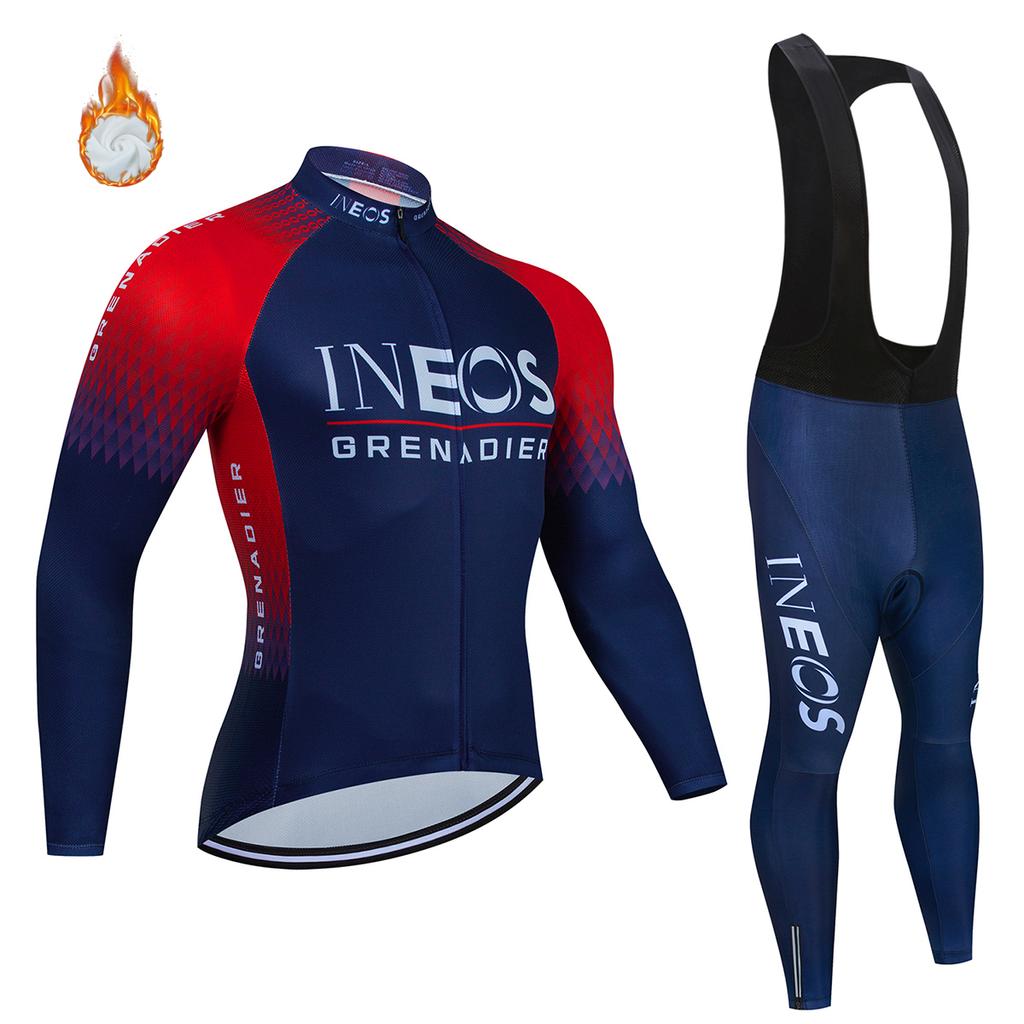Conjunto de ropa de ciclismo para hombre Ineos Grenadier Pro Team Tricuta 2026: chaqueta, culotte y maillot con gel. Traje de invierno de forro polar.