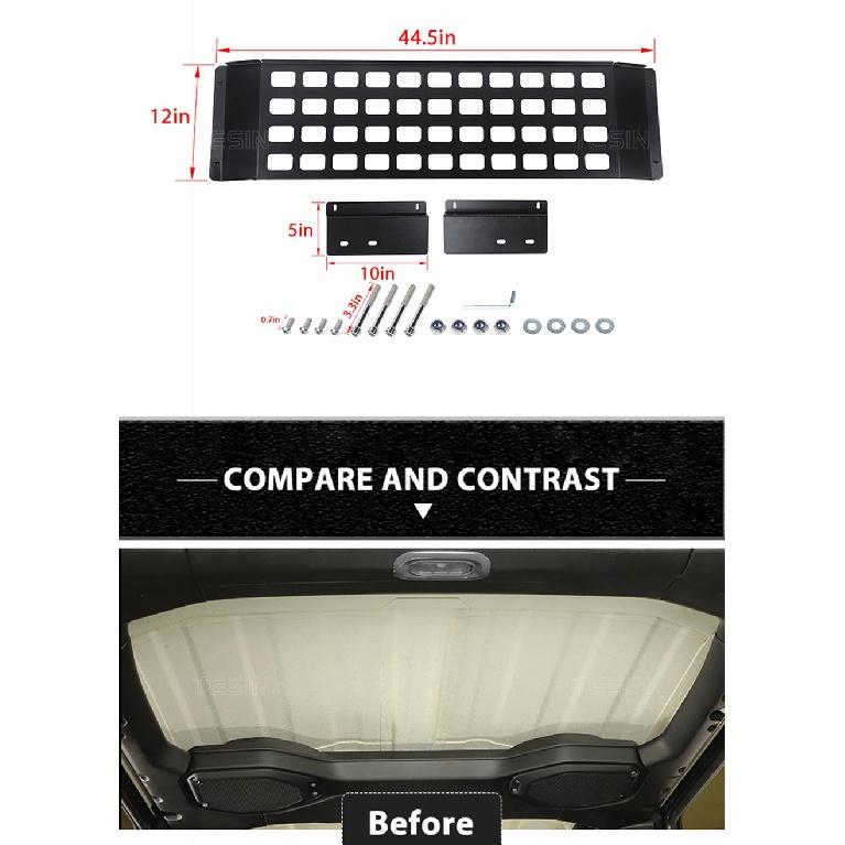 TESIN Auto Zadní řada Střecha Úložný prostor zavazadel Rozšiřovací organizér Police Příslušenství pro Jeep Wrangler JL Gladiator JT