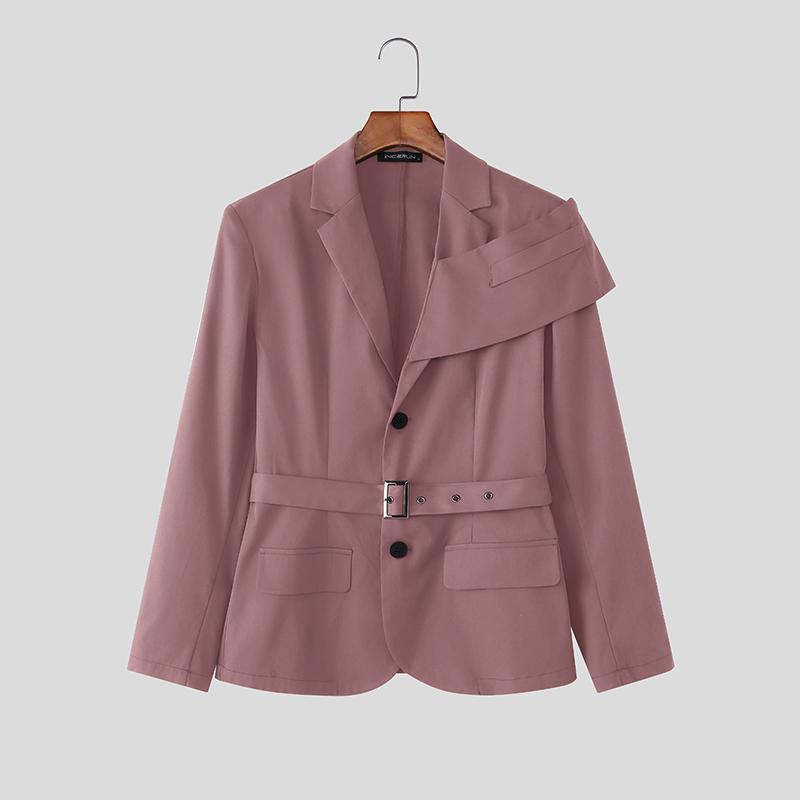 INCERUN Men Lapel Long Sleeve Front Cross Casual Loose Blazer Coats