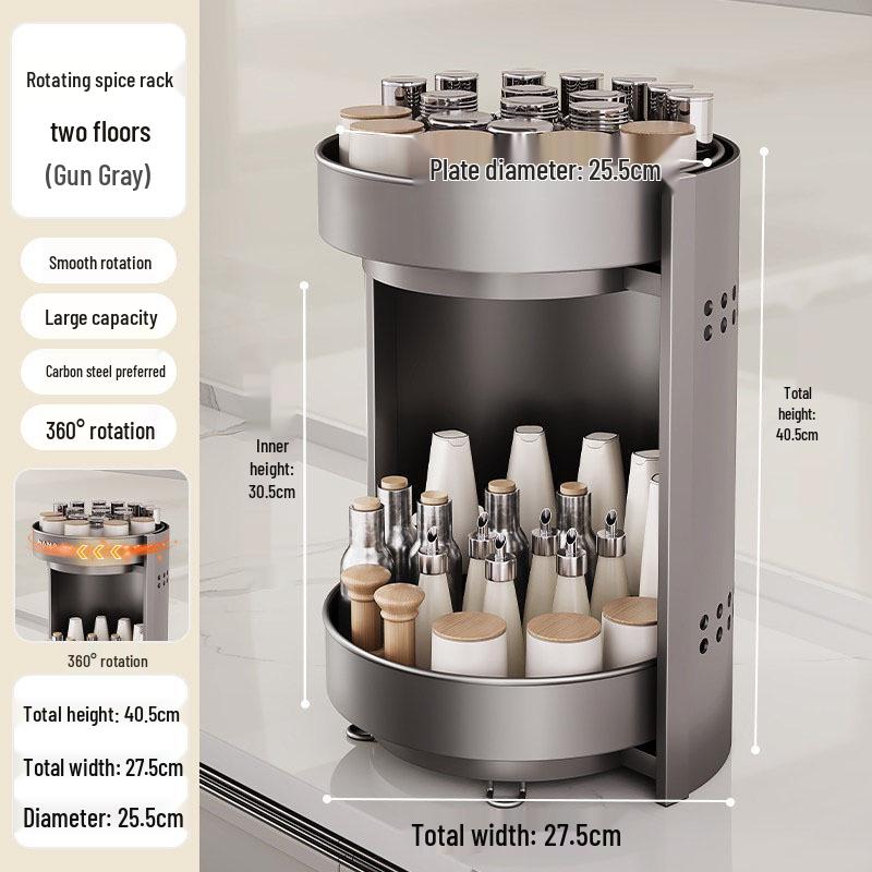 Rotating Kitchen Spice Rack - All-in-One Countertop Storage for Oil, Salt, Soy Sauce, & Vinegar