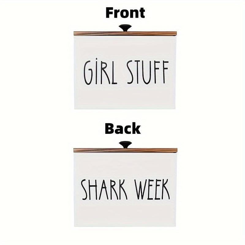 Classic Wooden Tampon & Pad Organizer Box with Lid, 3-Compartment Bathroom Storage Bin for Women's Menstrual Supplies, Feminine Hygiene Product Holder