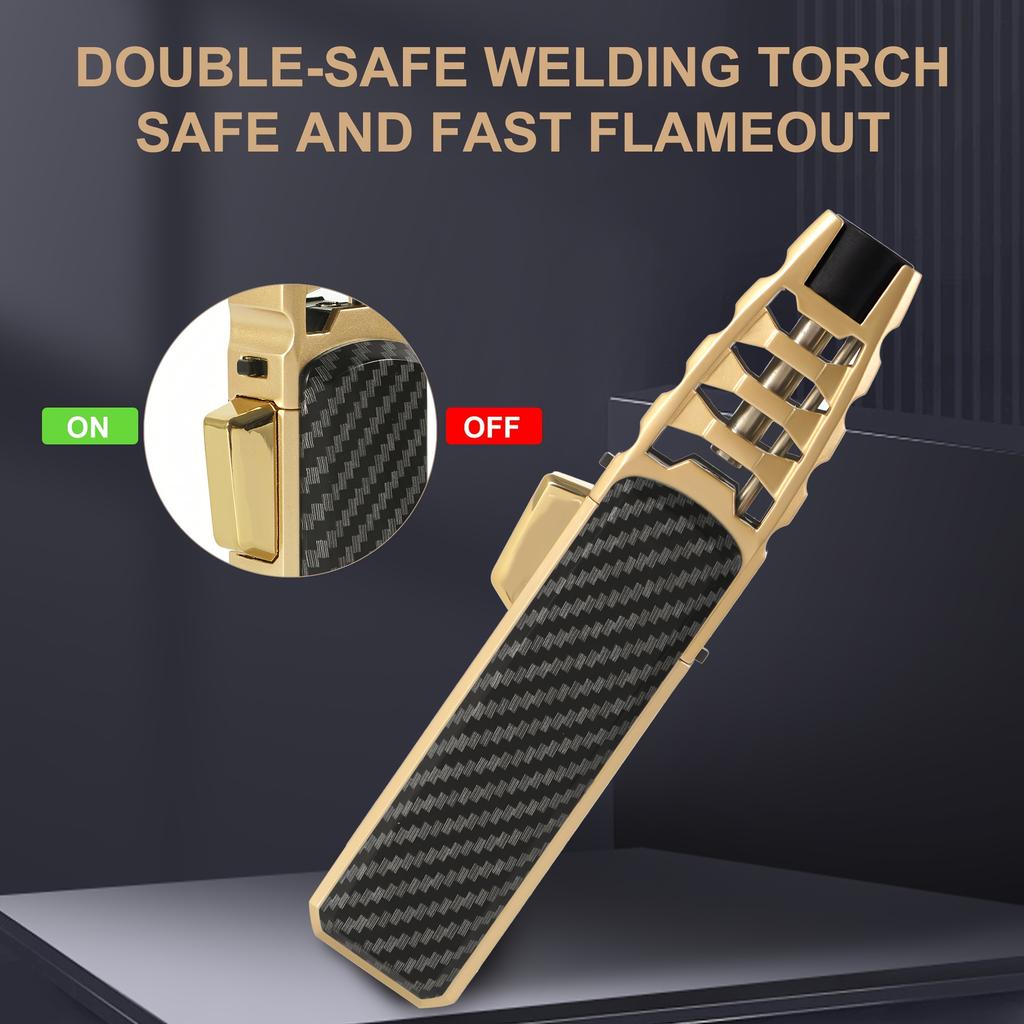 Refillable Butane Torch Lighter with Adjustable Flame Windproof,Lockfire Switch,Ideal for BBQ  Baking,Reaches 2372℉ High Temperature,Portable Design