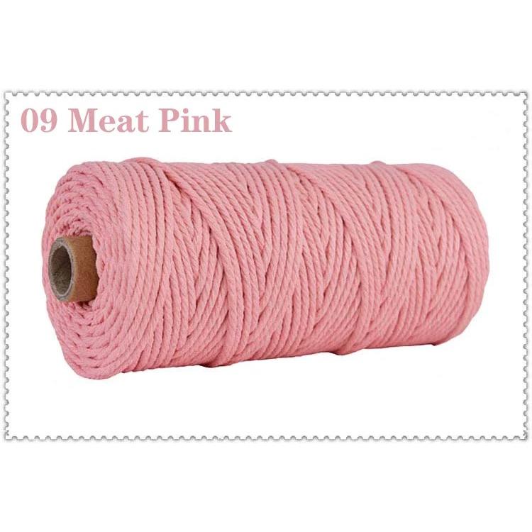 3mm 100% Cotton Cord Colorful Handmade Rope Twisted Macrame String DIY Home Wedding Decoration Supply Film Packaging 100m