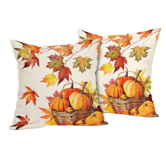 2Pcs Throw Pillowcase Autumn Maple Leaf Pattern Replaceable Design Pillow Case Washable M 990₽
