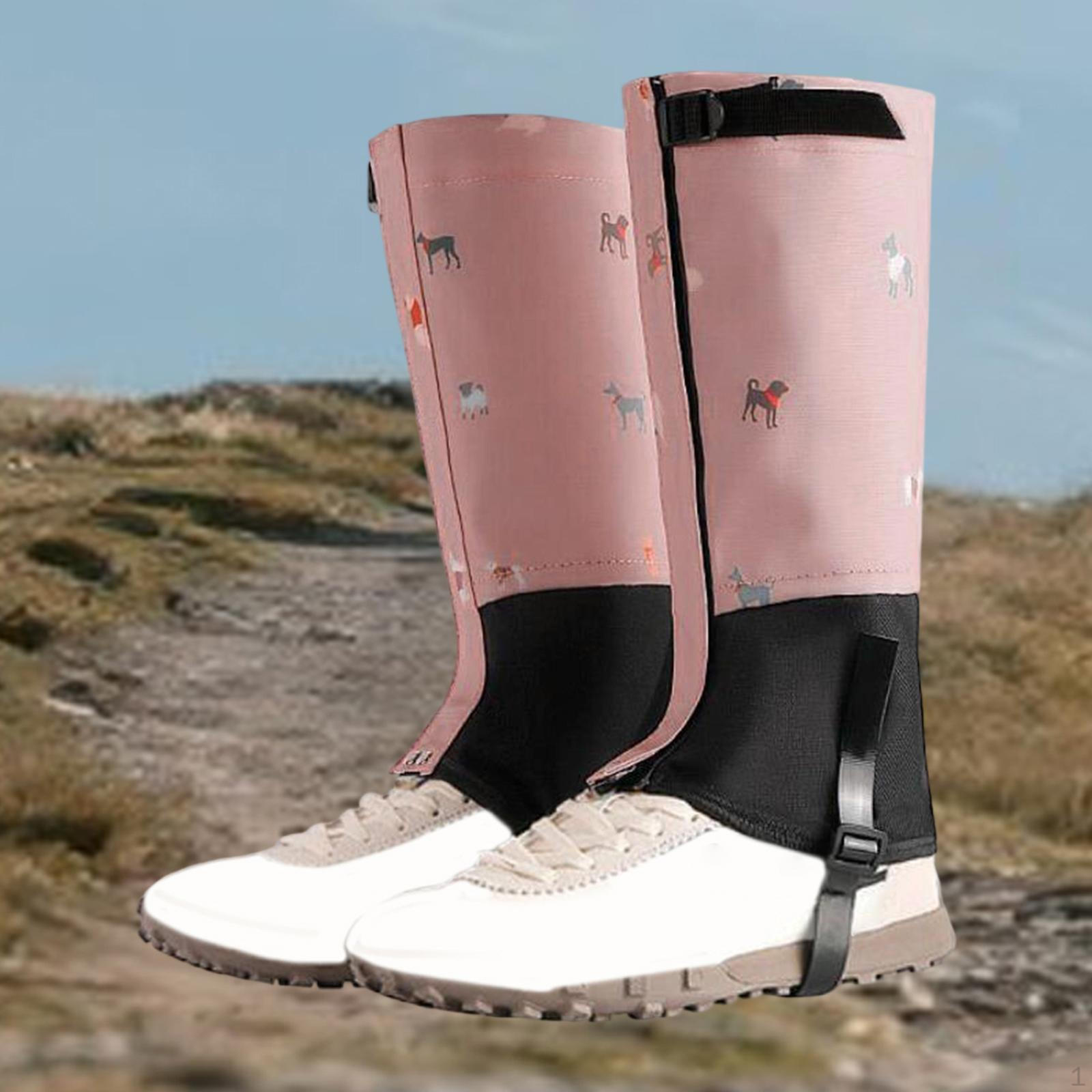 

Children Leg Hiking Boots Covers Protection with Foot Strap, Winter Shoe Cover for Backpacking розовый