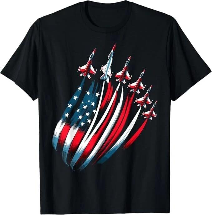 Patriotic USA Flag Fighter Jets Boys 4th of July T-Shirt Unisex T-Shirt S