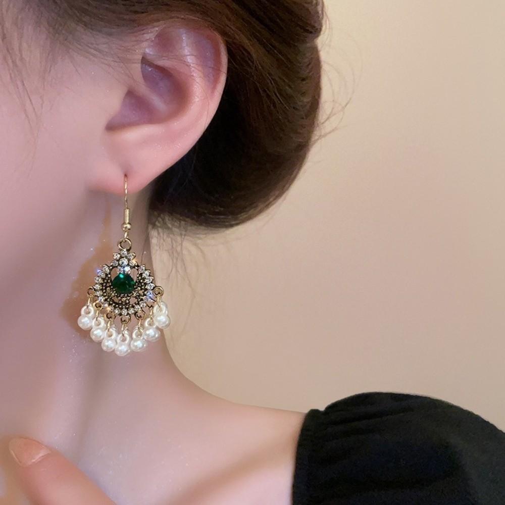 Beaded Ethnic Style Earrings Hook Piercing Exaggerated Tassel Earrings Hipster