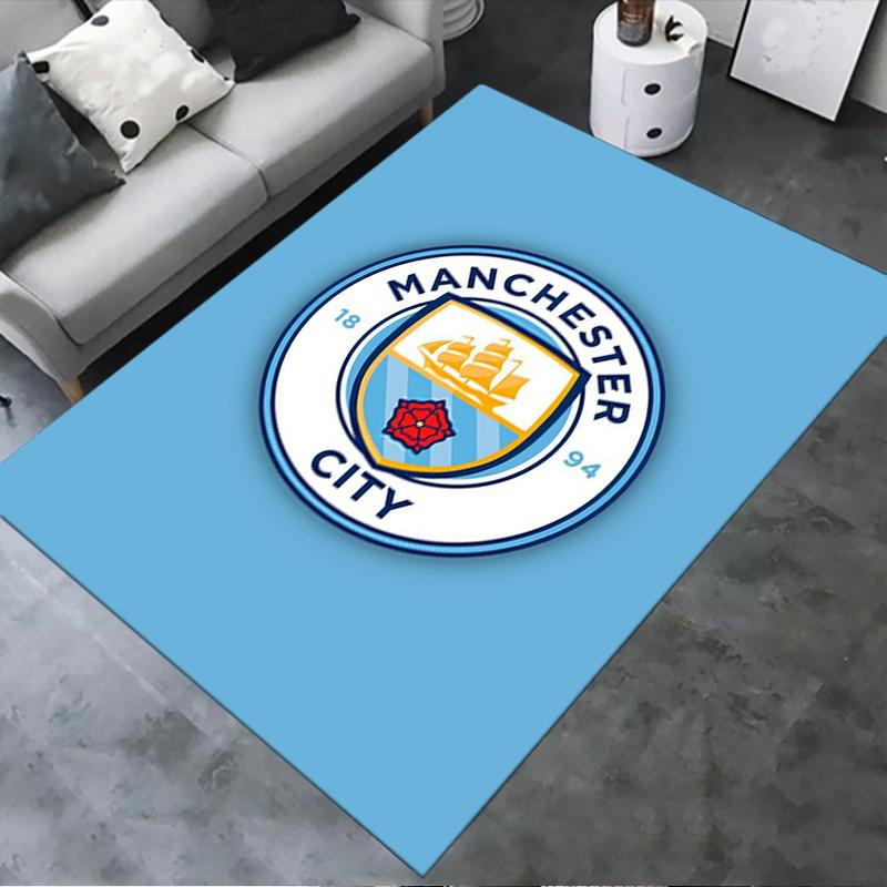 Manchester City Football Club Teppich für Wohnzimmer Schlafzimmer Zuhause Sofadekoration, Kinderspiel Rutschfeste Bodenmatte