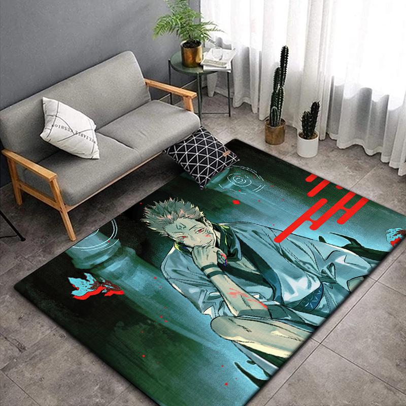 Jujutsu Kaisen Anime Rug Large,Carpet Rug for Living Room Bedroom Sofa Decoration,Doormat Kitchen Non-slip Floor Mat Picnic Camp