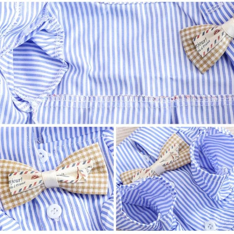 Honden Kleding Streeppatroon Hemden Blauw Zwart Dunne Zomer Mode Chihuahua Streep Shirt Voor Kleine Honden Kleding Strik