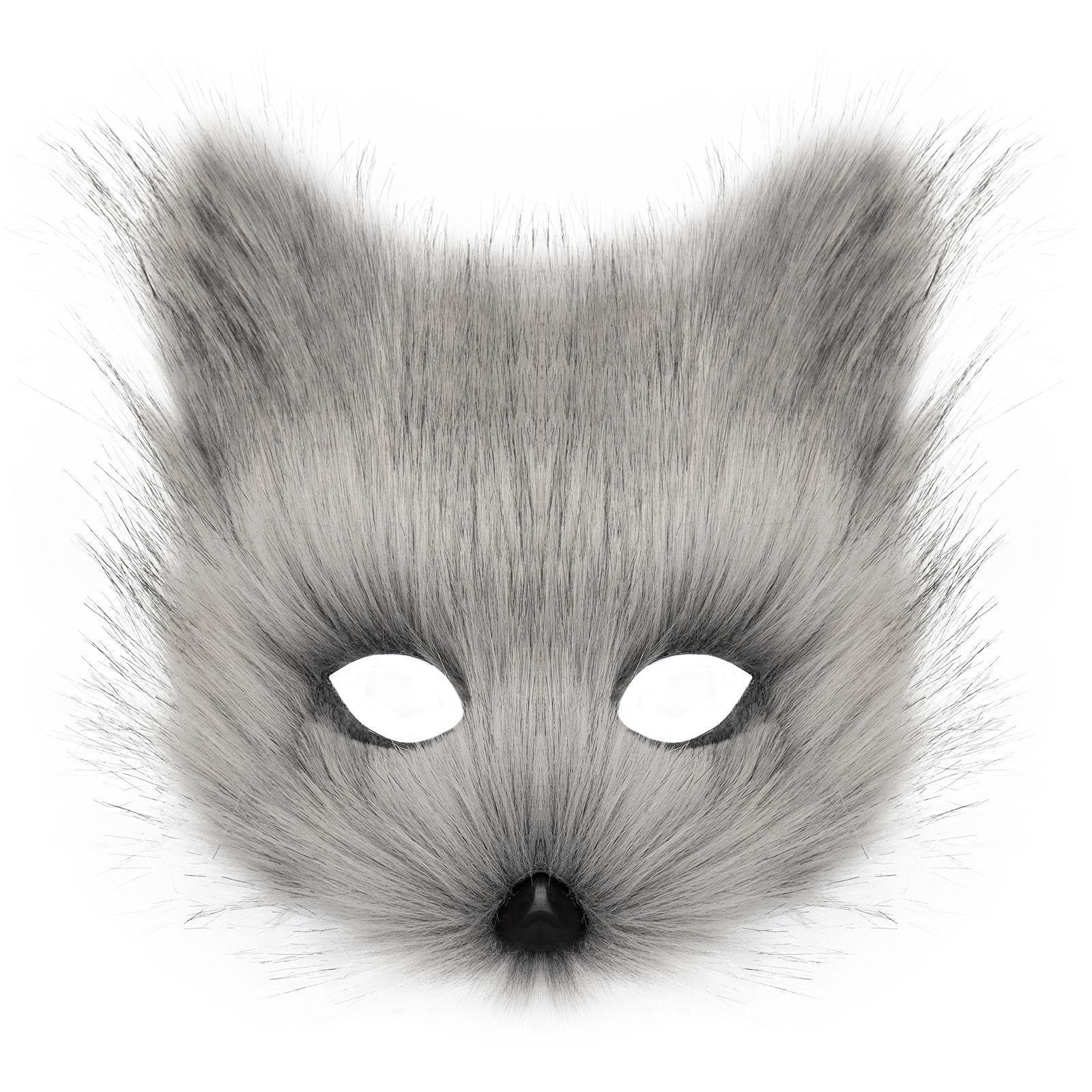 Halloween Cat Fox Plush Cosplay Half-Face Mask
