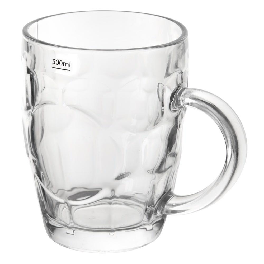 Large Glass Beer Mug with Thick Glass Handle 500 Ml 0.5L