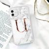 Biały marmur pozłacane litery A-Z modne etui na telefon dla iPhone 11 12 Pro X XR XS Max SE 2020 7 8 Plus odporne na wstrząsy miękkie etui z tpu