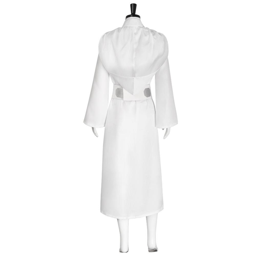 Star Wars Leia Princess White Dress Cosplay Costume, Halloween Cosplay Women's Outfit, Sci-Fi Movie Role Play Gown