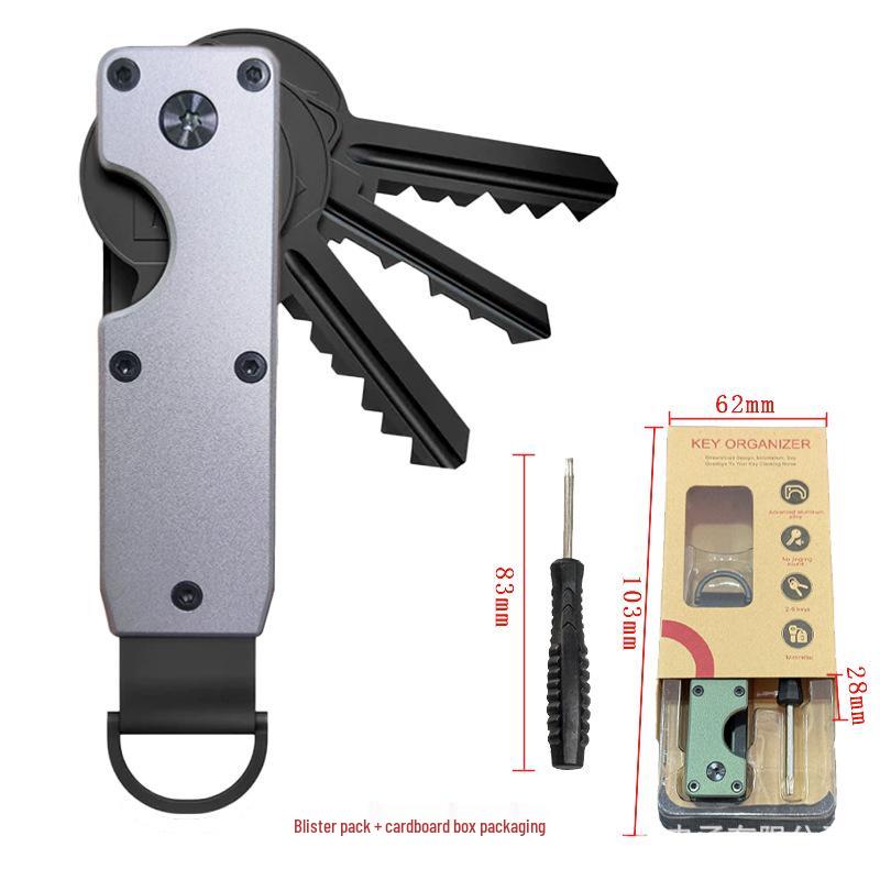 Aluminum Alloy Compact Keychain Organizer - Holds 2-6 Keys, Multifunctional and Portable