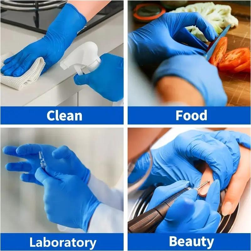 20/50/100PCS Blue Nitrile Disposable Gloves Household Cleaning Gloves Non-Sterile Working Kitchen Gloves Powder & Latex Free