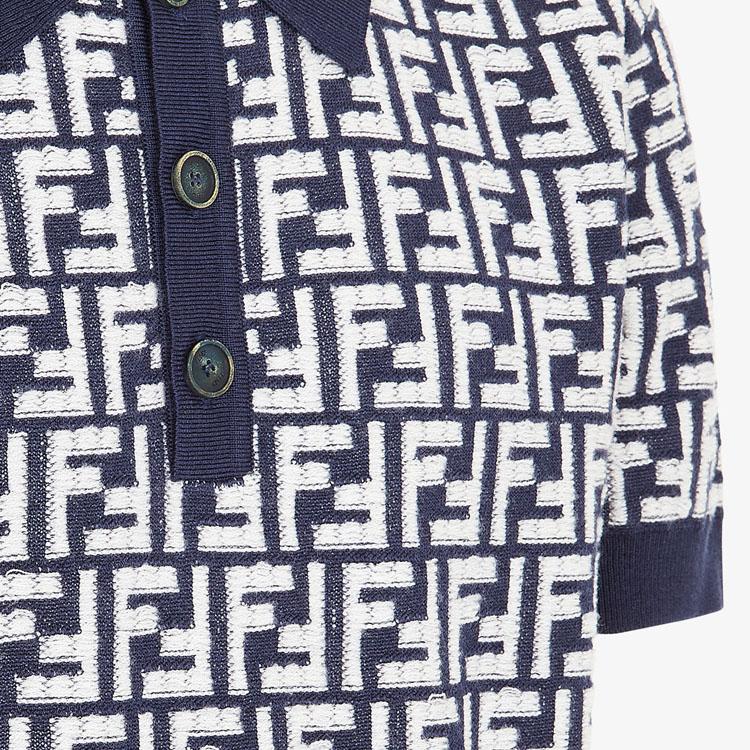 FENDI Ff Motif Short-Sleeved Knit Polo Shirt FZC349AR85F04V6