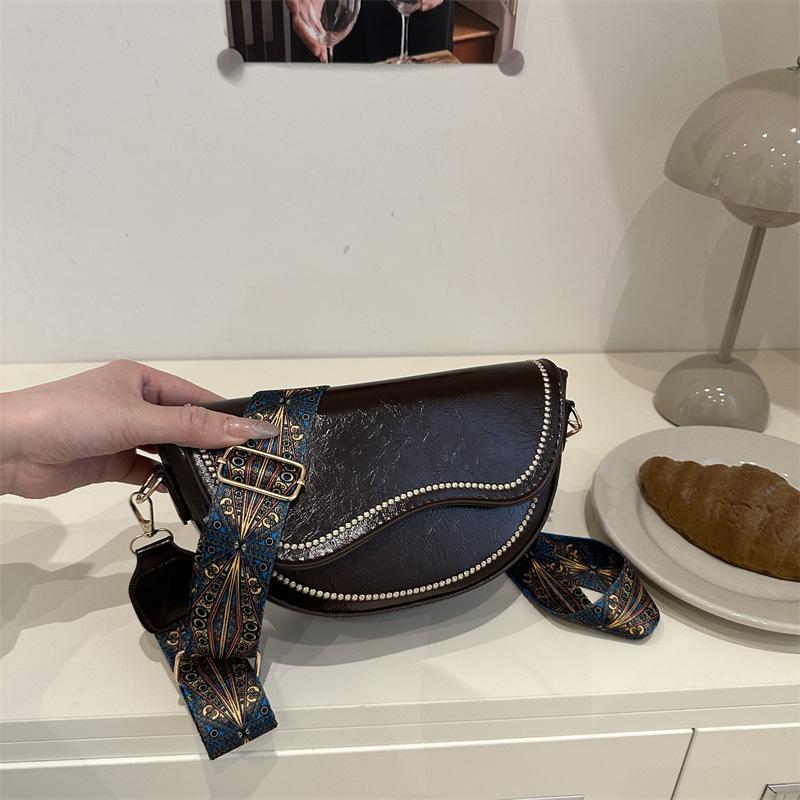 

Высококачественная универсальная городская простая сумка через плечо для поездок на работу, женская, с широким плечевым ремнем, ретро-текстура, нишевая повседневная сумка-мессенджер