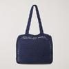Dunst Hand Drawing Bloom Bag — Handmade Paper Yarn Shopper with Floral Embroidery | Korean Designer Brand | 2 Colours: Navy / Natural Cream