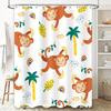 Animal-themed Shower Curtain with Cartoon Monkeys Colorful Modern Design for Kids or Adults Bathroom Decor