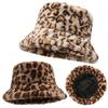 Leopard Print Winter Bucket Hat Soft Warm Pot Hat Fashion Fisherman Hat  Women Girl