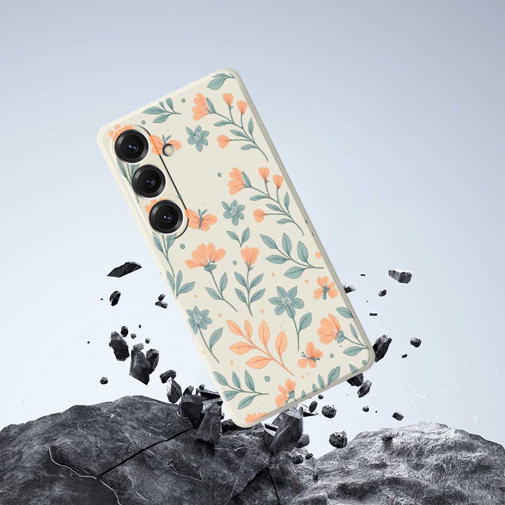 For Samsung Galaxy S25 Case Yellow Flowers Pattern Printing Straight Edge TPU Phone Back Cover