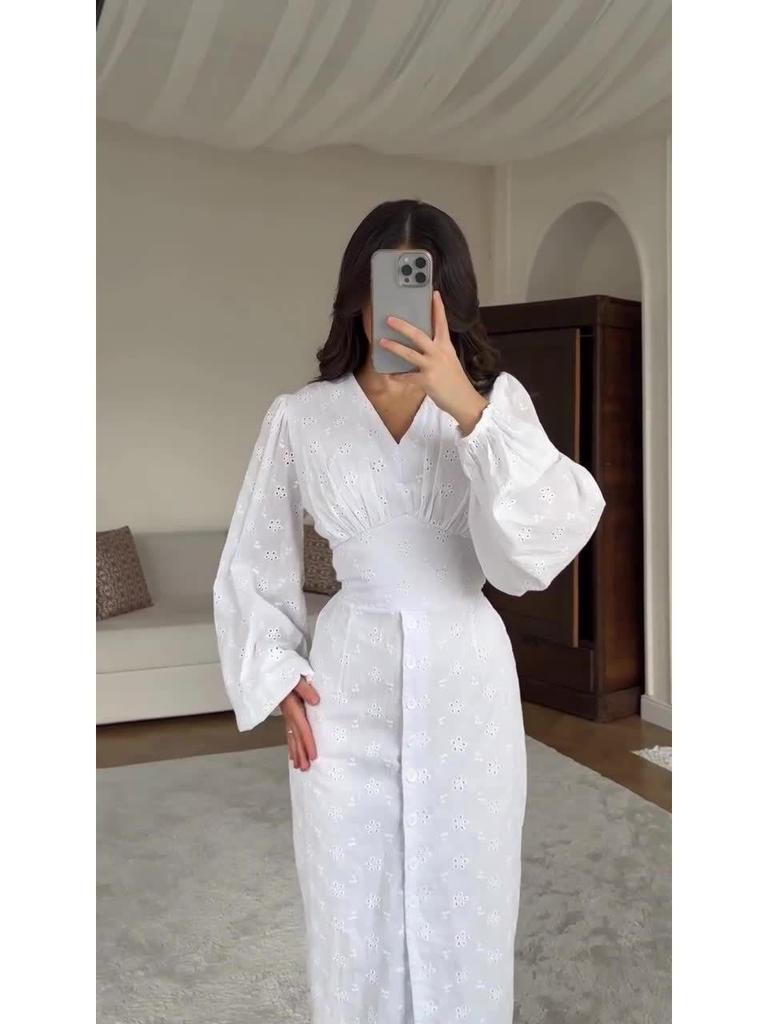 2025 European & American Elegant Women's Long Sleeve Summer Dress with Casual Long Skirt