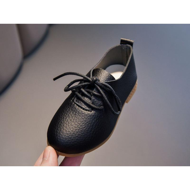 Spring New Low-Top Mary Jane Shoes for Kids, New British Style Lace-Up Flats, Student Black Leather Shoes