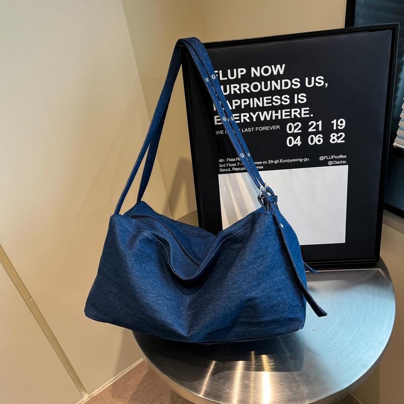 

Bag women s new summer fashionable large-capacity tote bag morning and evening commuter bag fashionable and simple shoulder bag джинсовый синий