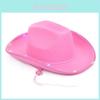 Led Light Cowboy Hat For Party Supplies With Pink Edging And Sewn Fabric For Girls Gift