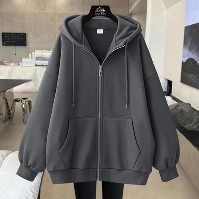 Fleecegefütterter Cardigan-Hoodie für Herbst/Winter - Lockerer Schnitt, sportlicher Stil mit Reißverschluss