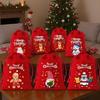 6pcs Christmas Bundle Pocket Gift Bags Snowman Print Velvet Drawstring Bags Soft Reusable Red Christmas Velvet Bundle Pocket