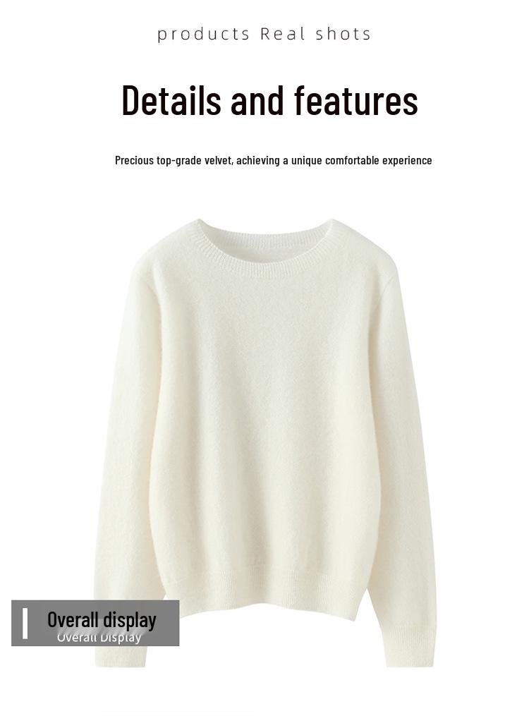 Women's Pure Cashmere Round Neck Sweater - New Fashion, Solid Color, Versatile Warm Knit Pullover