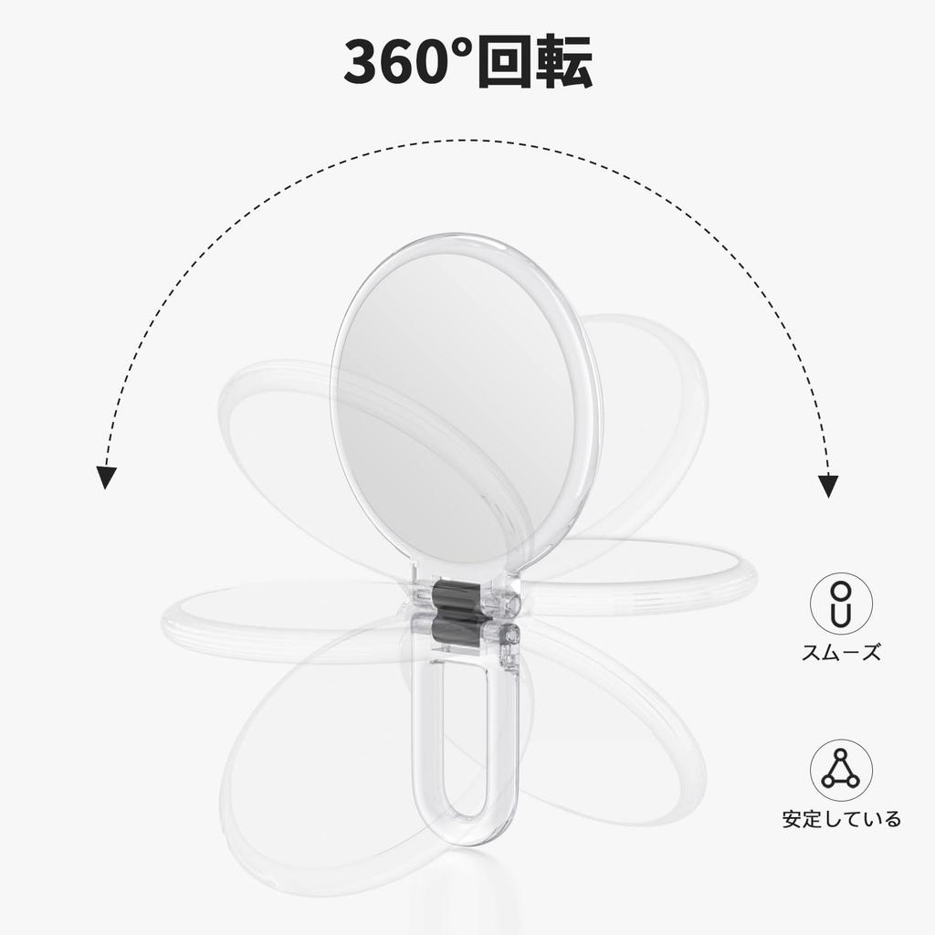 Beautifive Hand Mirror Magnifier 10x Folding Makeup Mirror with Handle Compact Mirror 10x and 1x Tabletop Mirror Compact Easy To Carry Round Clear